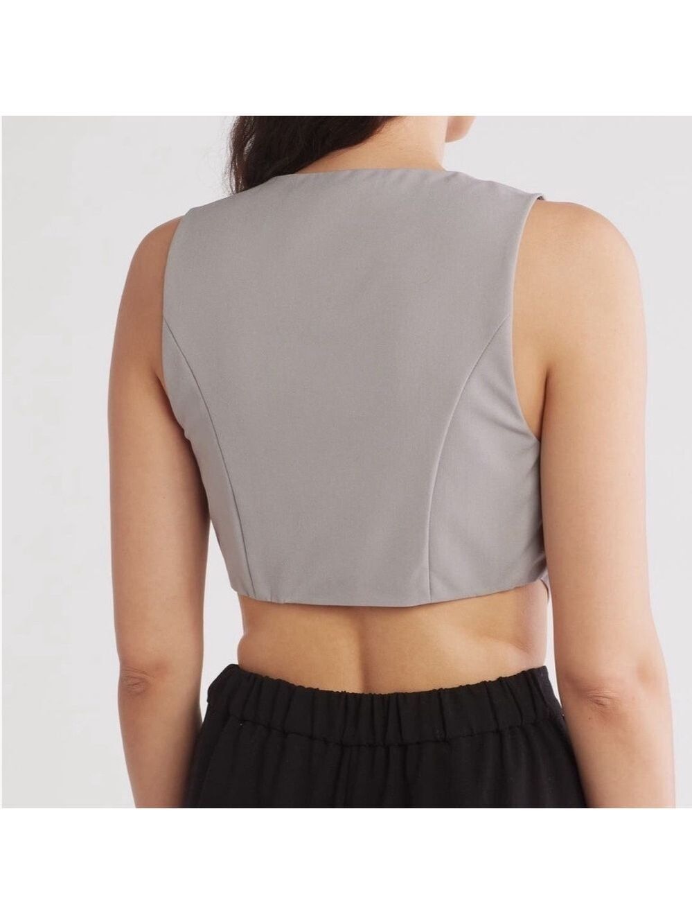 ASOS DESIGN Tailored Cropped Vest Top Light Gray 4 NWT - Picture 2 of 8